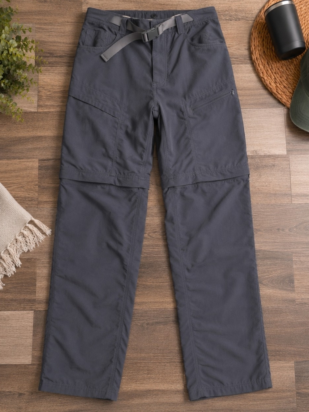 The North Face Men's Convertible Zip Off Hiking Cargo Pants Gray L 32×31